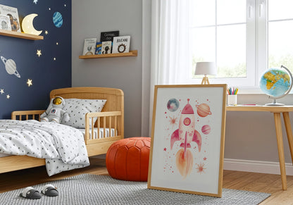 Outer Space Kids Room Decor Rocket-themed Poster product type