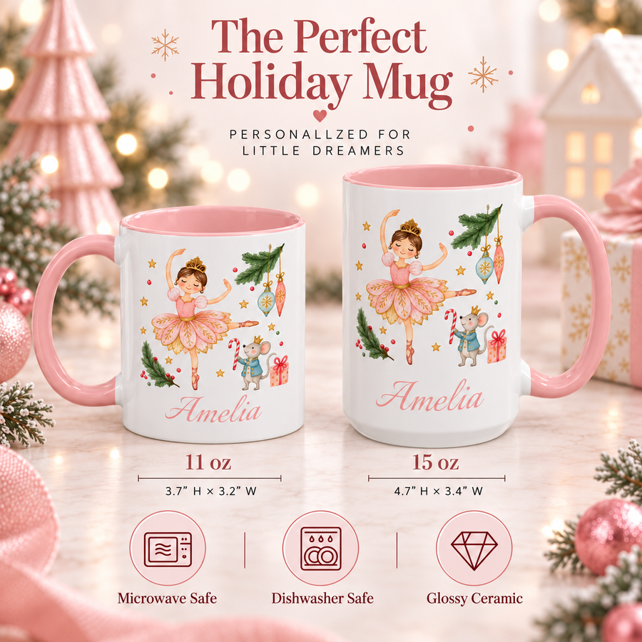 Personalized Ballet Nutcracker Mug | Custom Name Christmas Gift for Girls
