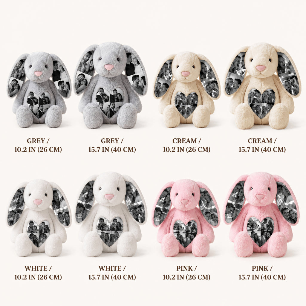 Custom Photo Bunny Plush on Ears & Belly