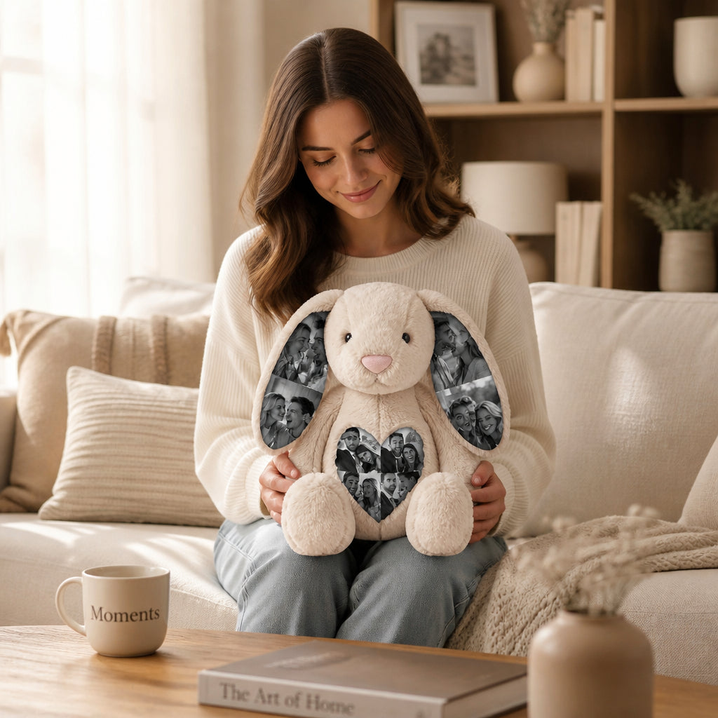 Custom Photo Bunny Plush on Ears & Belly