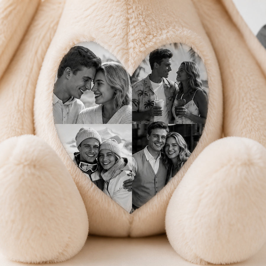 Custom Photo Bunny Plush on Ears & Belly