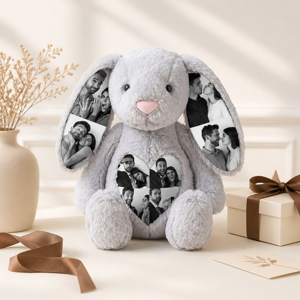 Custom Photo Bunny Plush on Ears & Belly