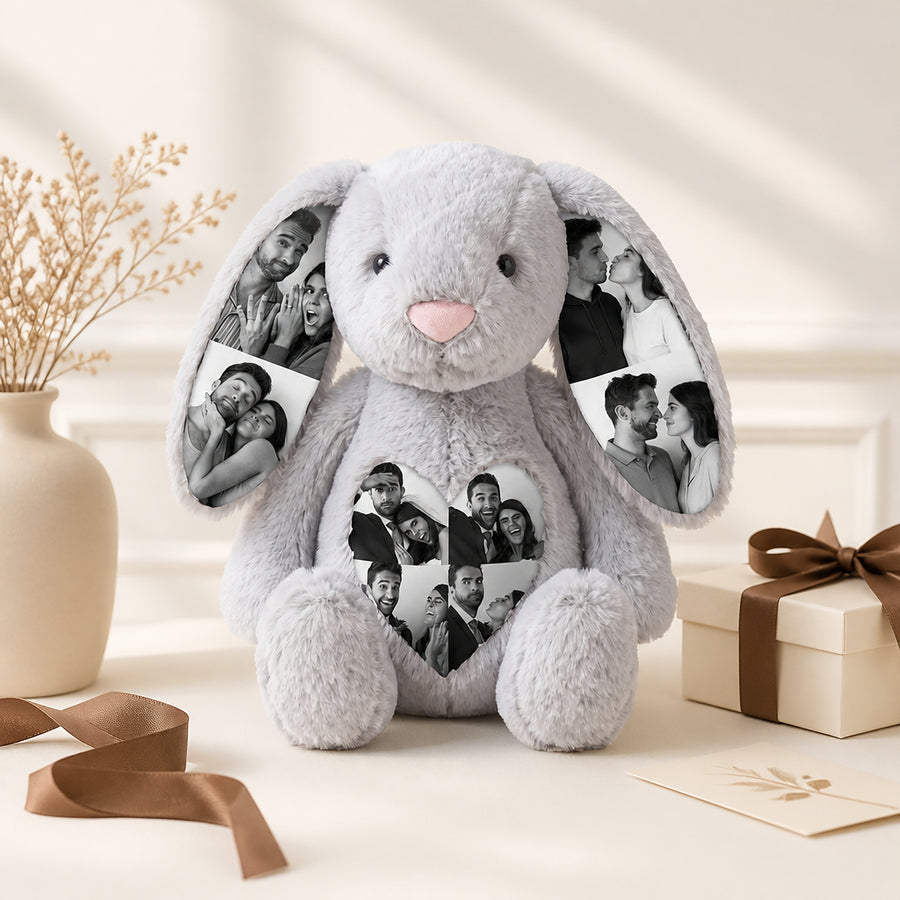 Custom Photo Bunny Plush on Ears & Belly