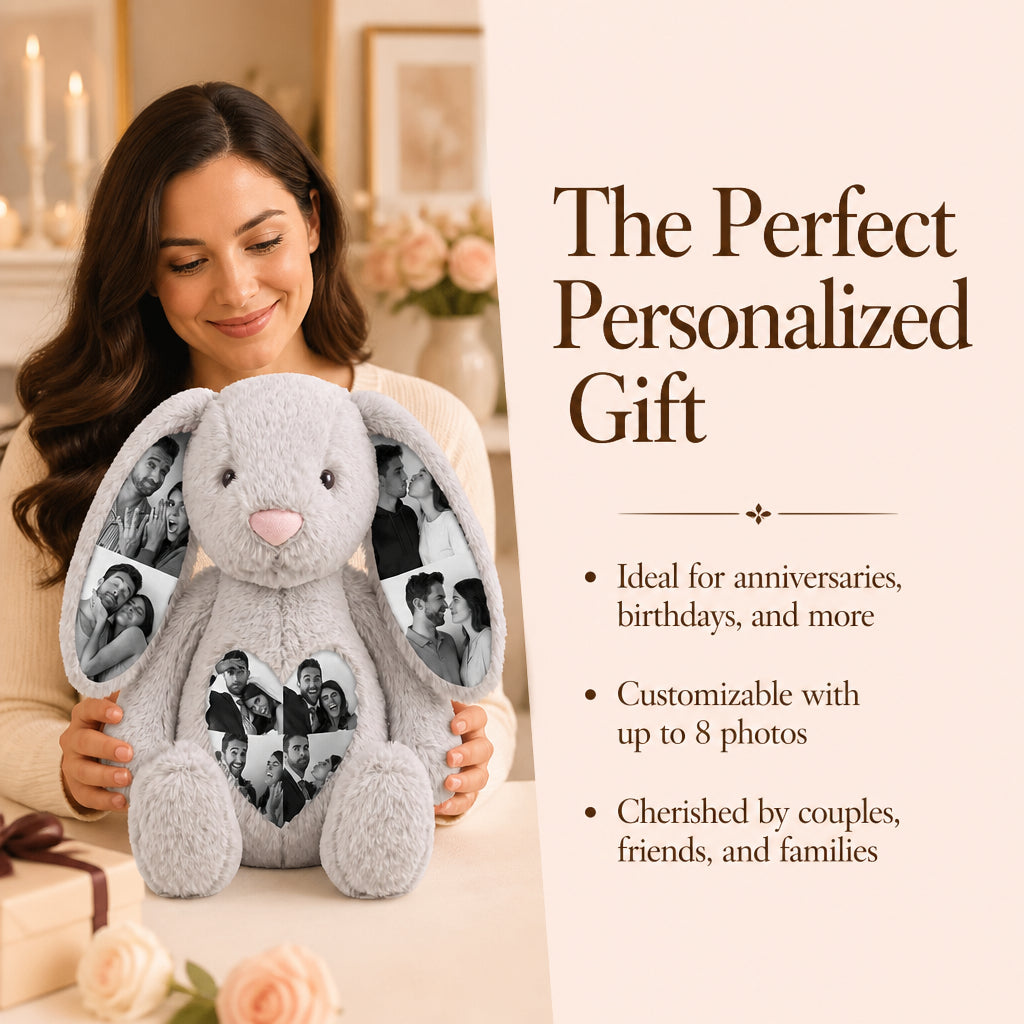 Custom Photo Bunny Plush on Ears & Belly