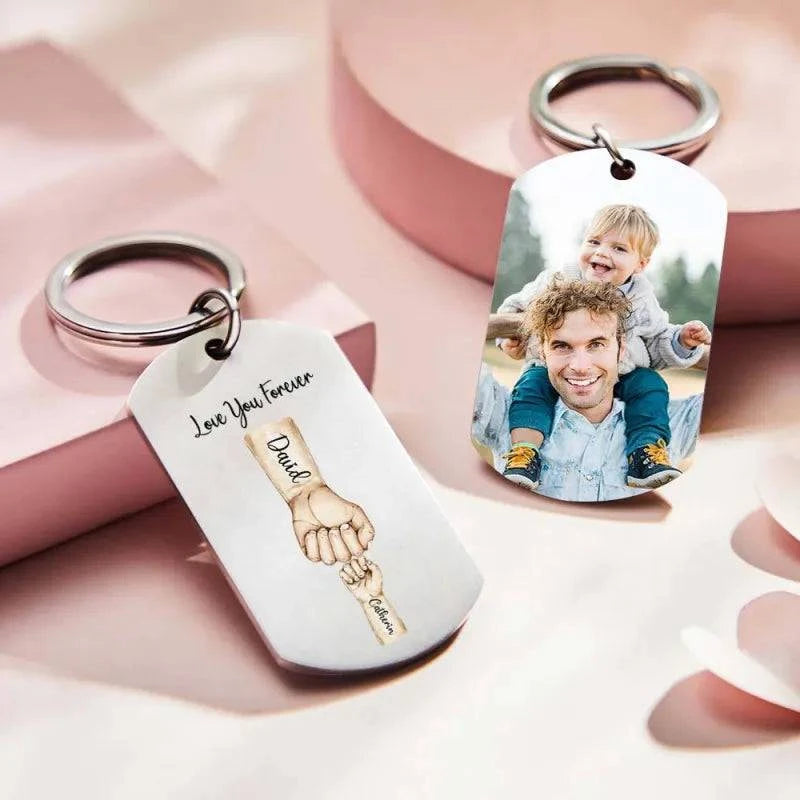 Custom Father and Kids Fist Keychain