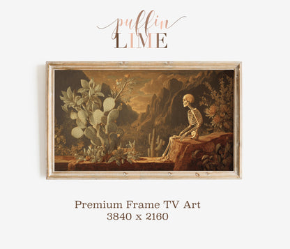 Vintage Skeleton Art Print, Classical Painting, Wall Decor, Premium Frame, TV Art, 3840 x 2160 Resolution
