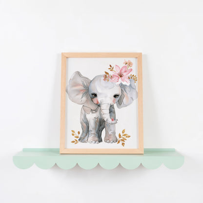 Adorable Baby Elephant Wall Art with Floral Design product