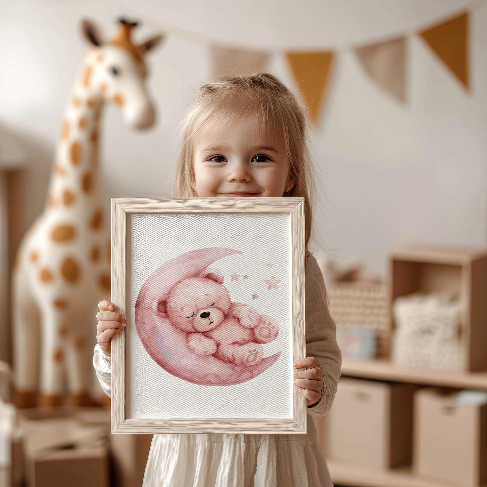 Adorable Teddy Bear Moon Artwork for Nursery product