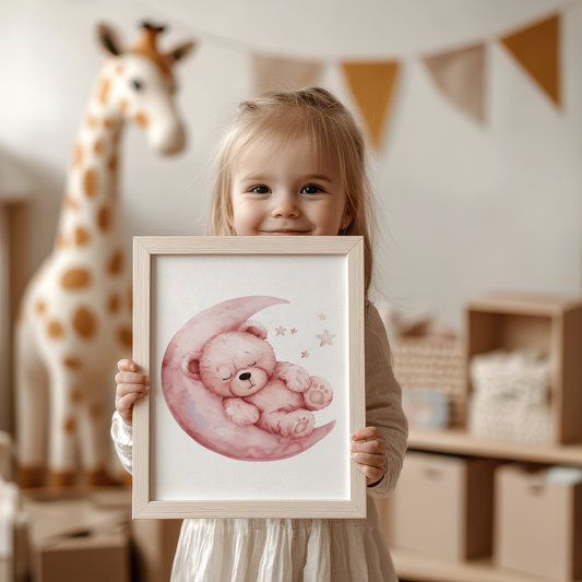Adorable Teddy Bear Moon Artwork for Nursery product