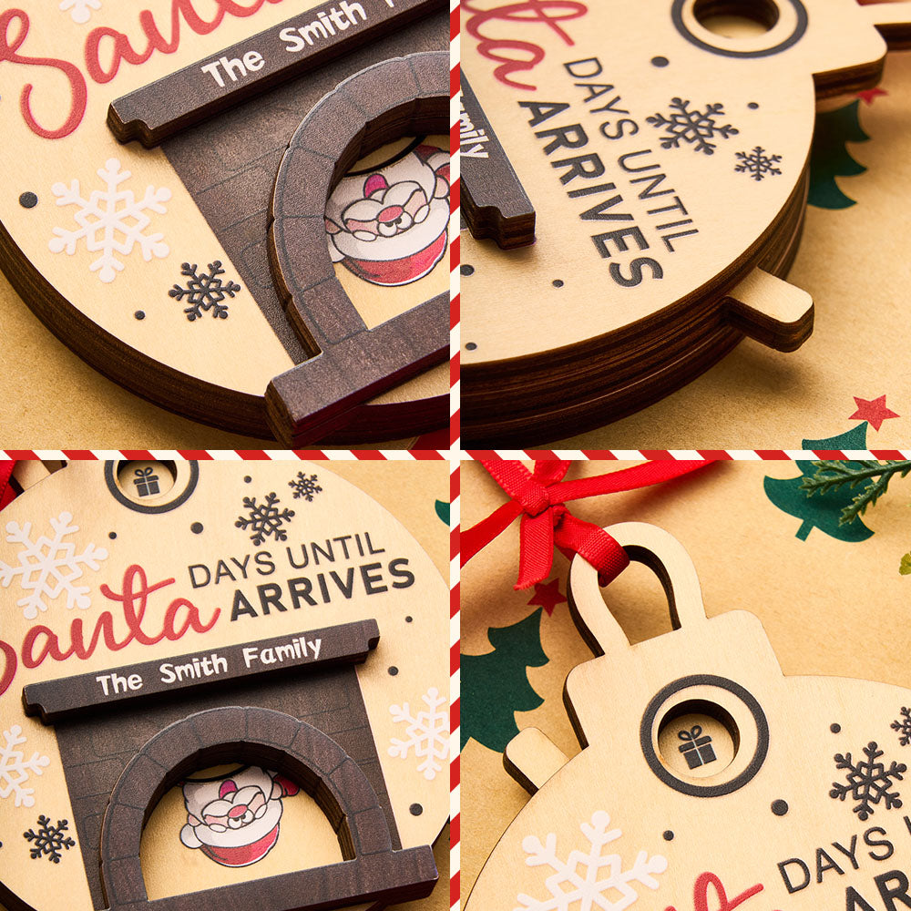 Santa in Fireplace Christmas Countdown Ornament