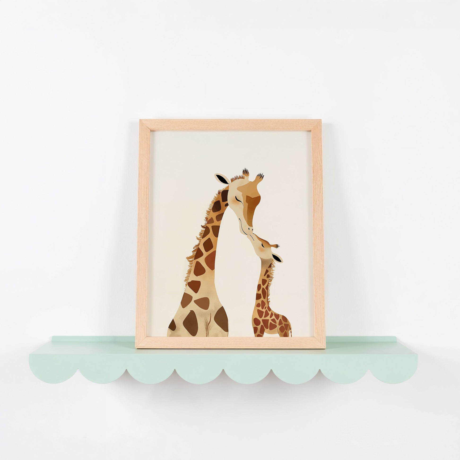 Adorable Giraffe Parent and Baby Framed Art product type