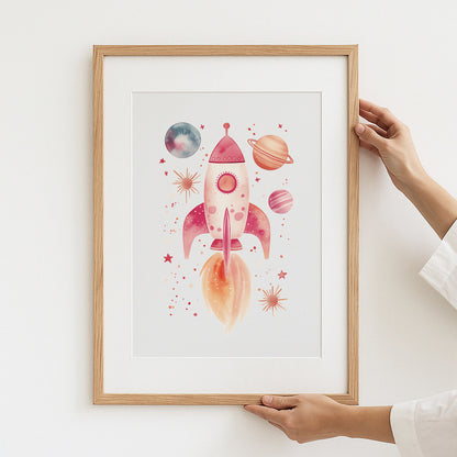Colorful Rocket and Planets Framed Wall Art product