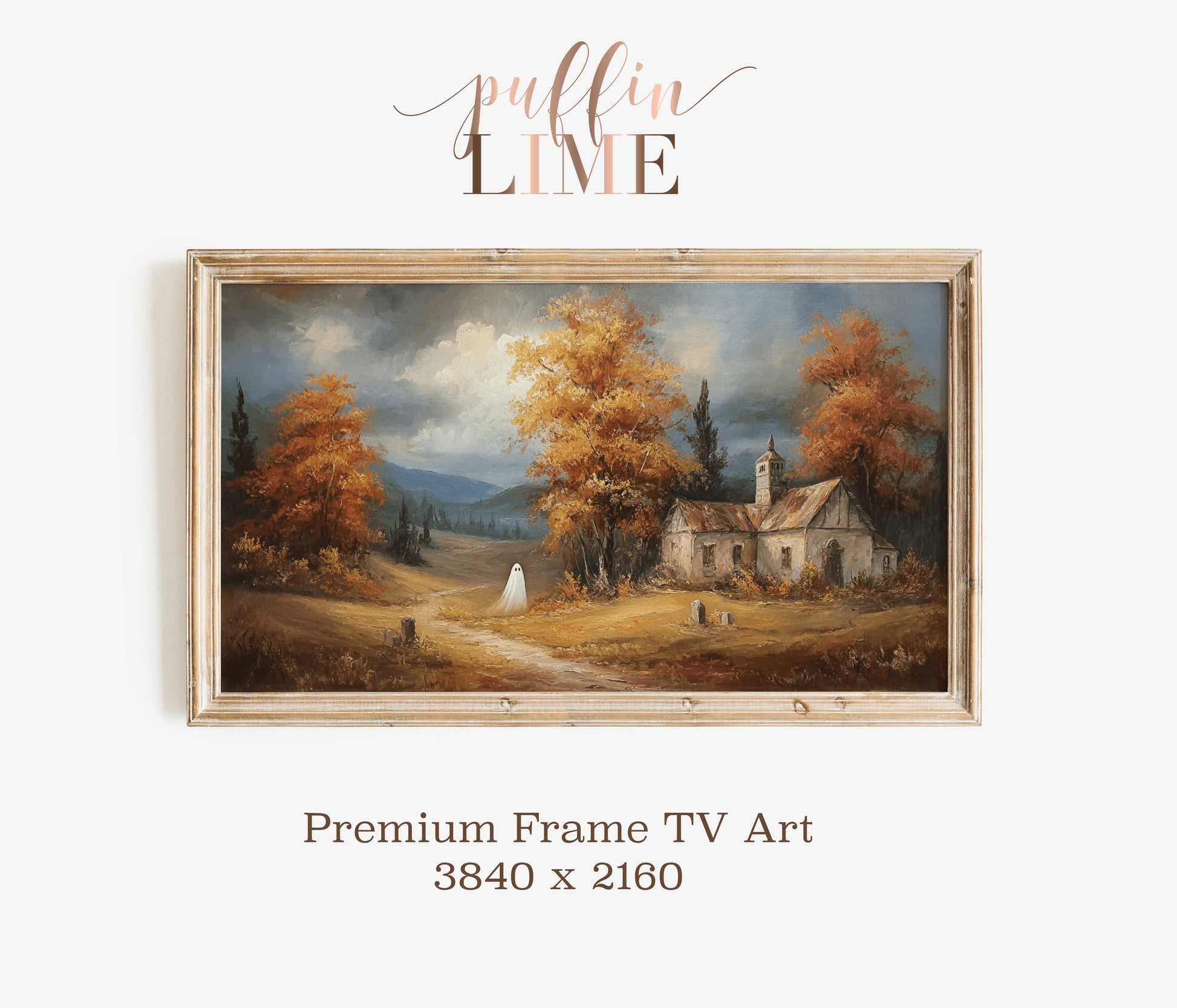 Vintage Landscape Oil Painting, Autumn Scenery, Rustic Home Decor, Wall Art, Digital Download, 4K Resolution, Premium Frame TV Art