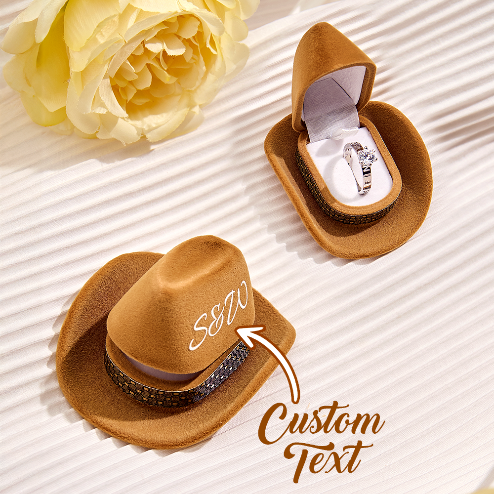 Personalized Cowboy Hat Ring Box - Custom Initials Proposal Gift