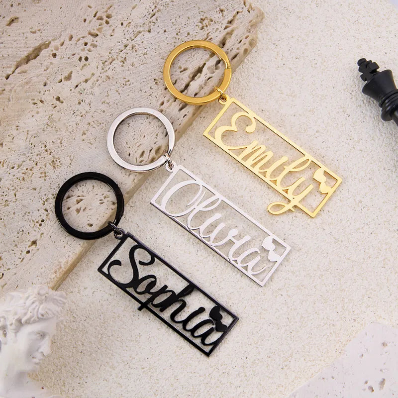 Personalized Engraved Name Keychain with Heart
