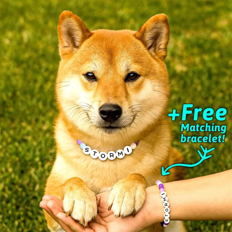Personalized Pet Name Necklace with Free Matching Bracelet
