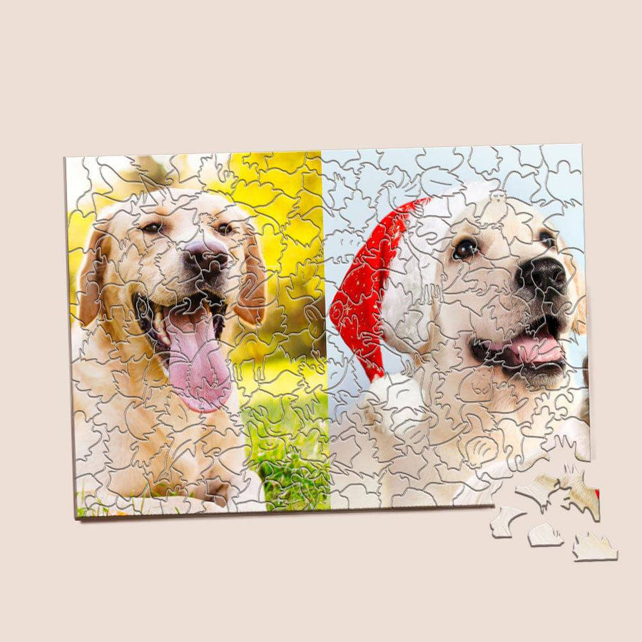 Personalized Photo Wood Jigsaw Puzzle with Animal-Shaped Pieces