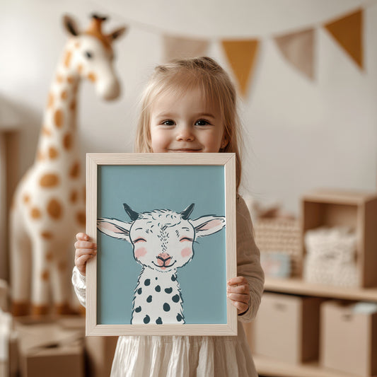 Adorable Smiling Goat Print for Kids Room Decor product