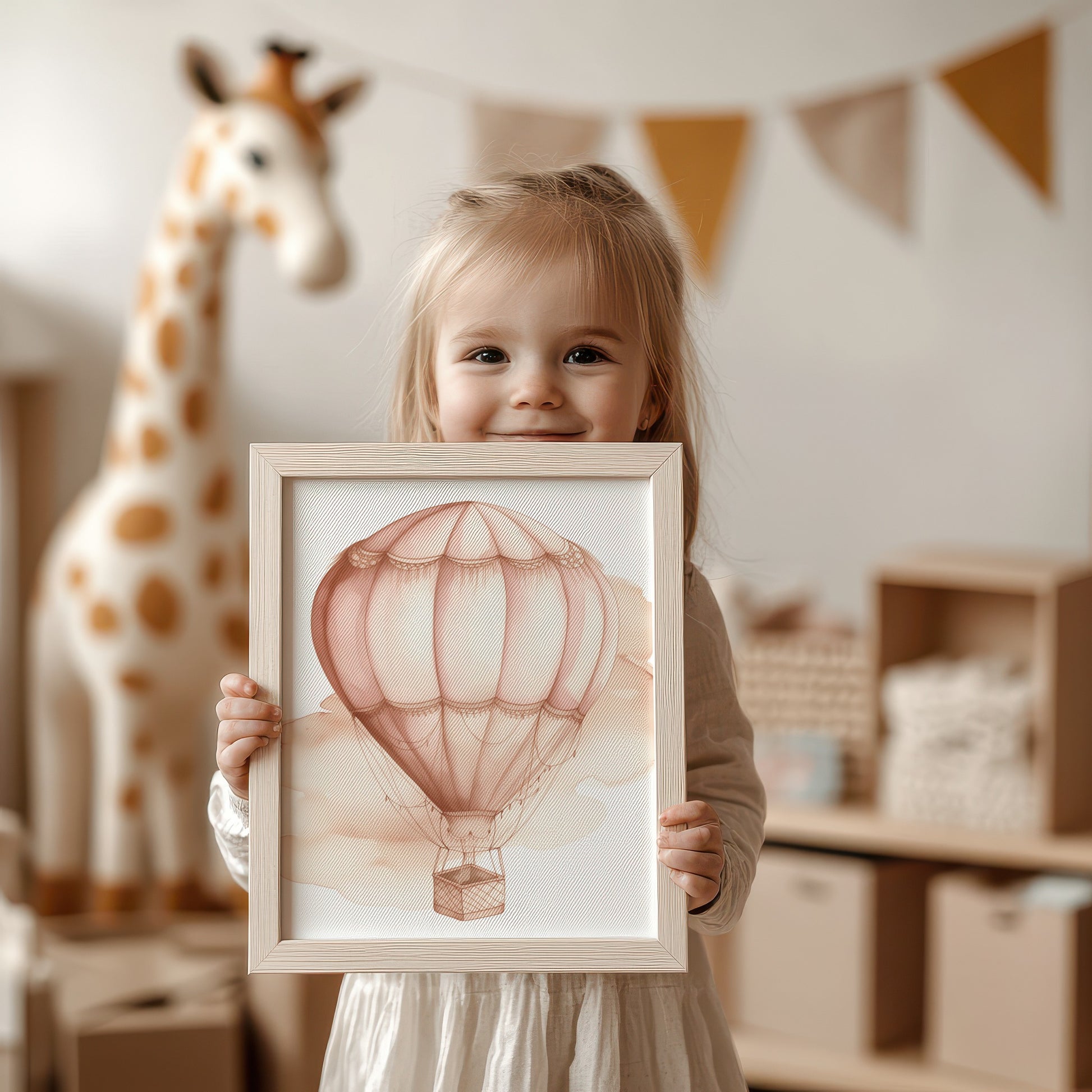 Hot Air Balloon Illustration in Frame product type