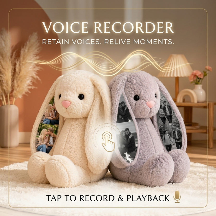 Personalized Voice Recording Bunny Plush with Photo Ears