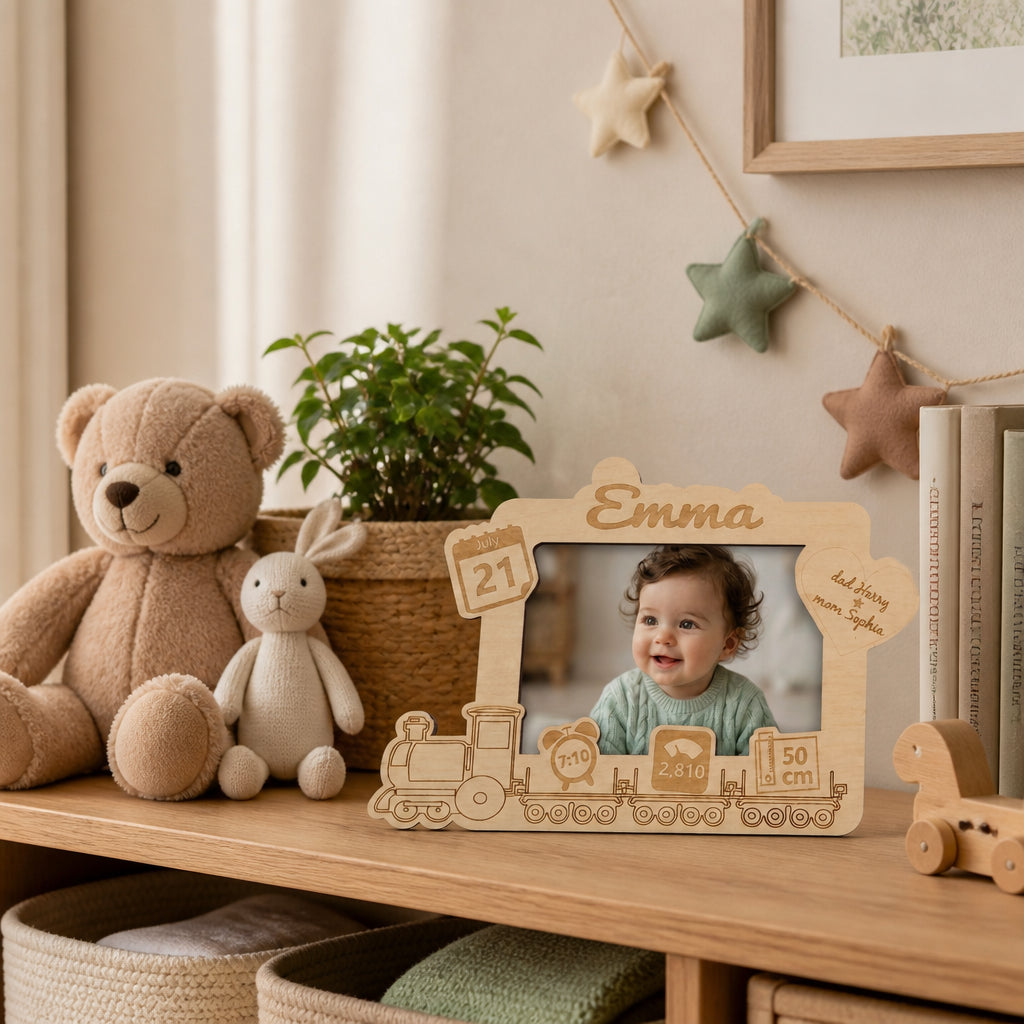 Personalized newborn wooden photo frame
