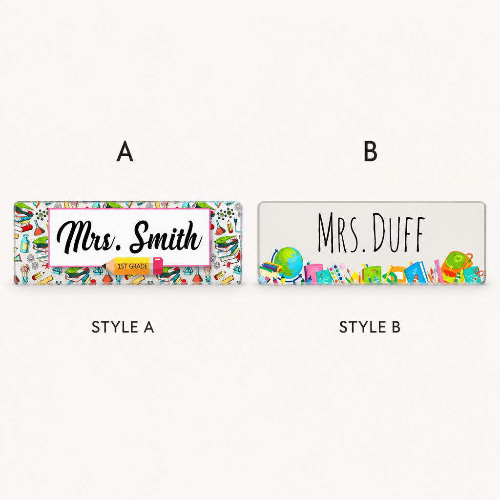 Personalized Teacher Desk Name Plate · Style A and B Variant Showcase
