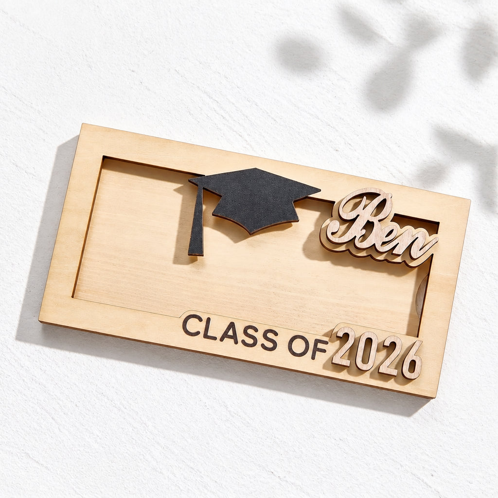 Personalized Graduation Wooden Money Box · Main product on white background