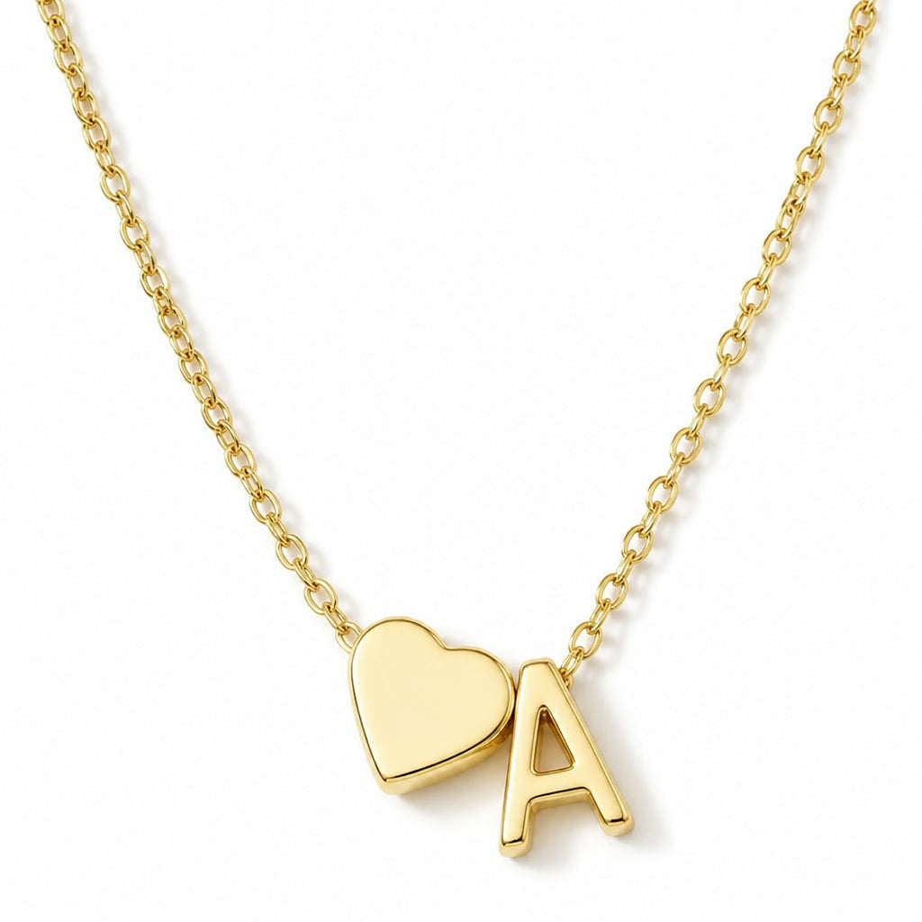 Dainty Initial Heart Necklace · Main product on white background