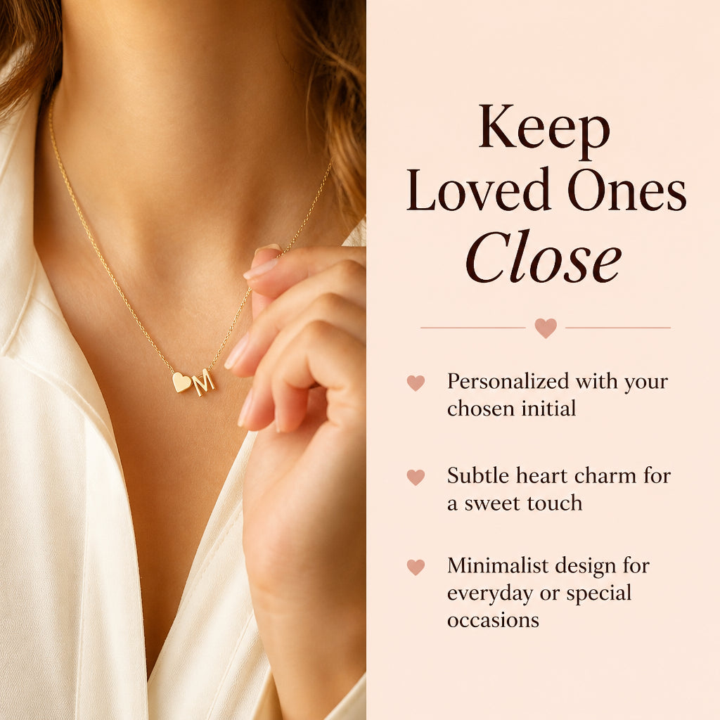 Dainty Initial Heart Necklace · Benefit Split: Sentimental Everyday Jewelry