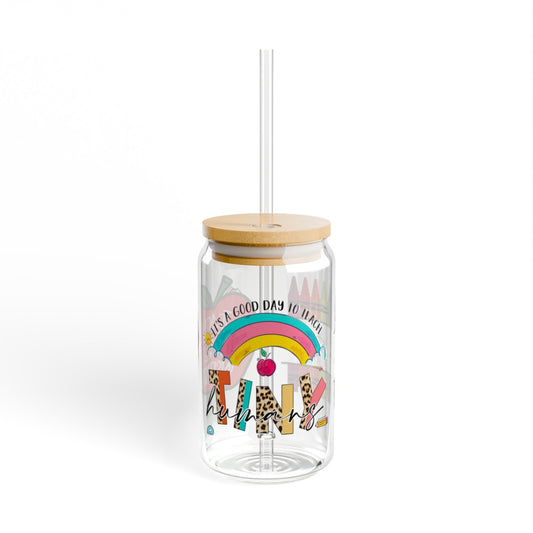 Personalized Tiny Human Teacher Glass Cup, 16oz