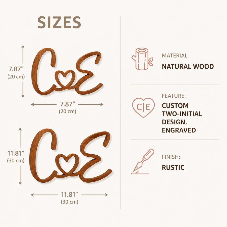 Personalized Wood Initials Sign for Couples