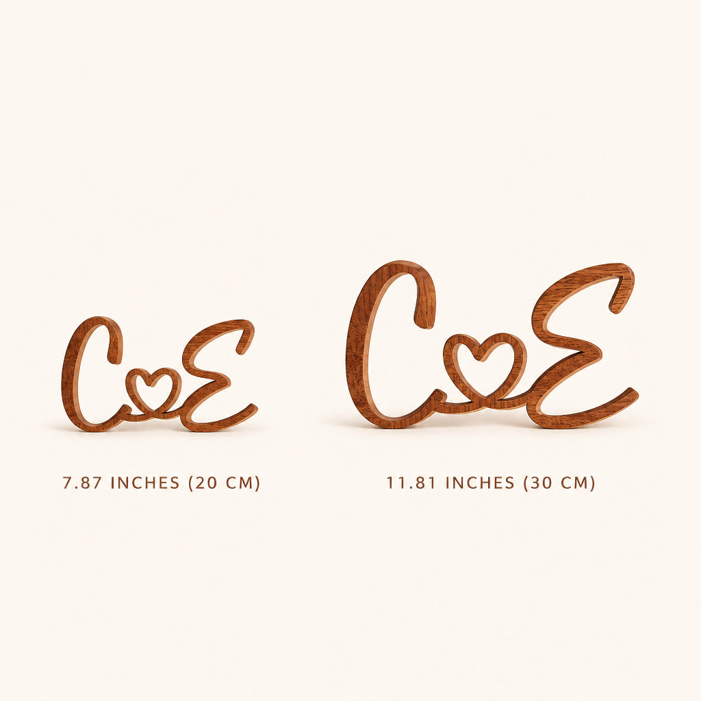 Personalized Wood Initials Sign for Couples · Size Options Variant Grid