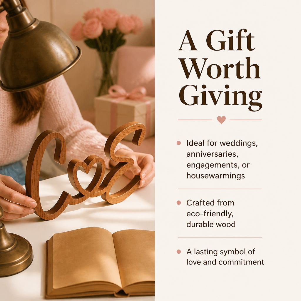 Personalized Wood Initials Sign for Couples · Split Layout: Meaningful Gift Benefit