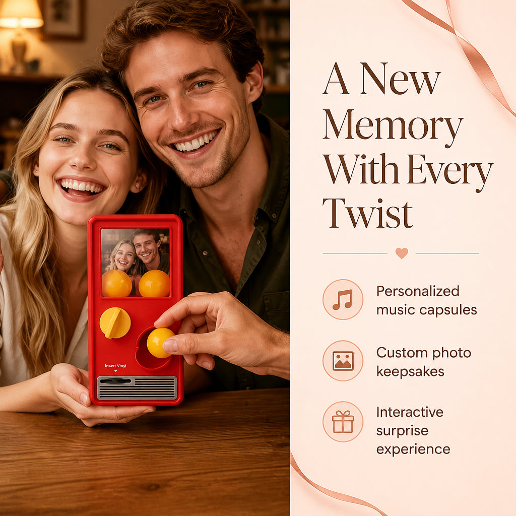 Custom Photo and Song Capsule Music Player · Split Benefit: Surprise Memory Experience