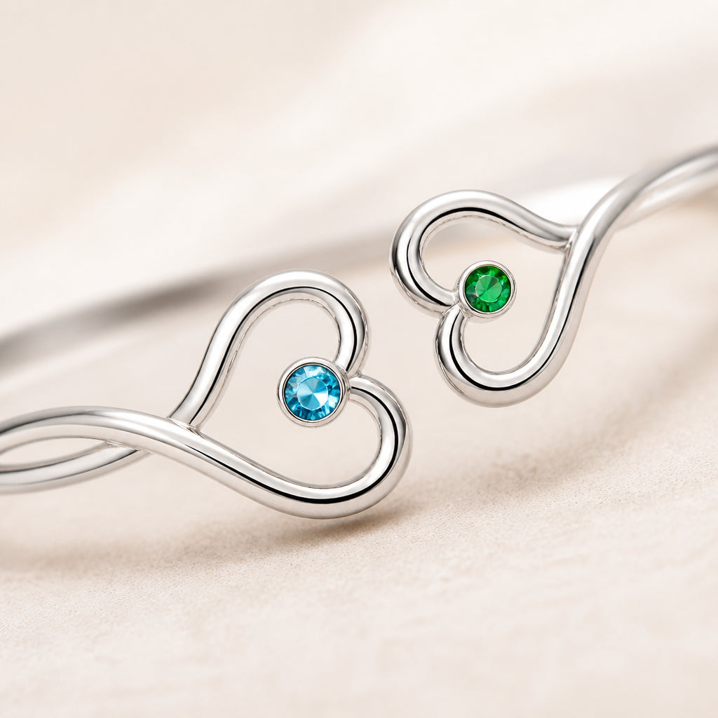 Custom Birthstone Bracelet with Two Stones · Macro Close-Up of Birthstone Detail