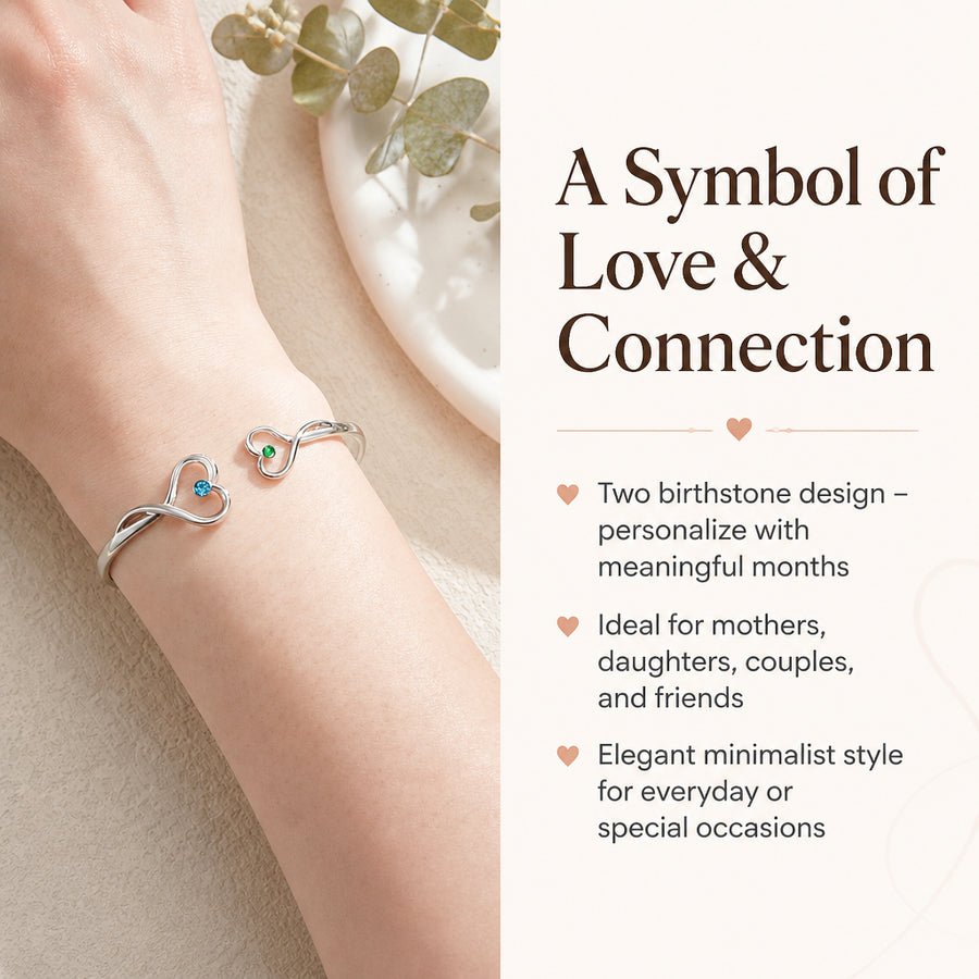 Custom Birthstone Bracelet with Two Stones