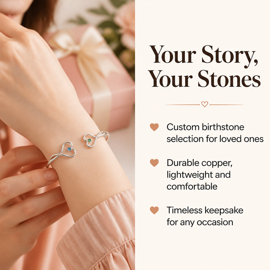 Custom Birthstone Bracelet with Two Stones