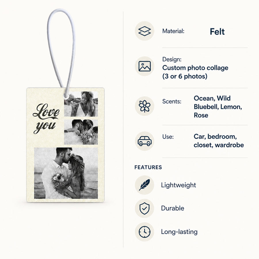 Custom Photo and Text Collage Car Air Freshener