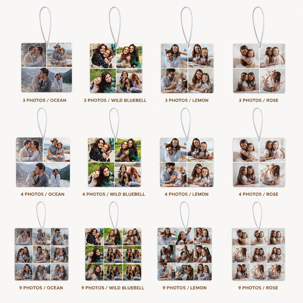Custom Collage Photo Car Air Freshener · All Styles and Scents Variant Grid