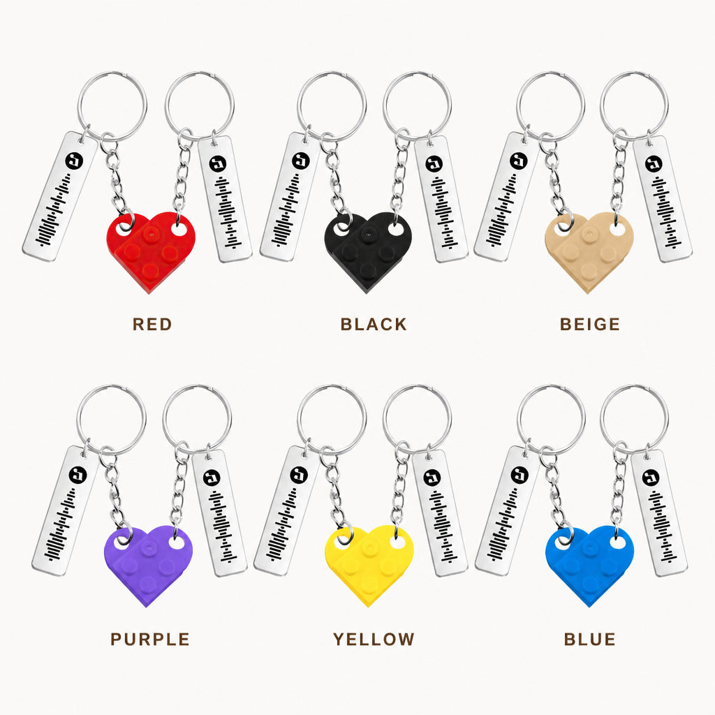 Heart Brick Music Code Couples Set Keychain · All Color Variants Grid