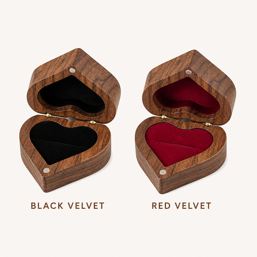 Engraved Wooden Heart Ring Box