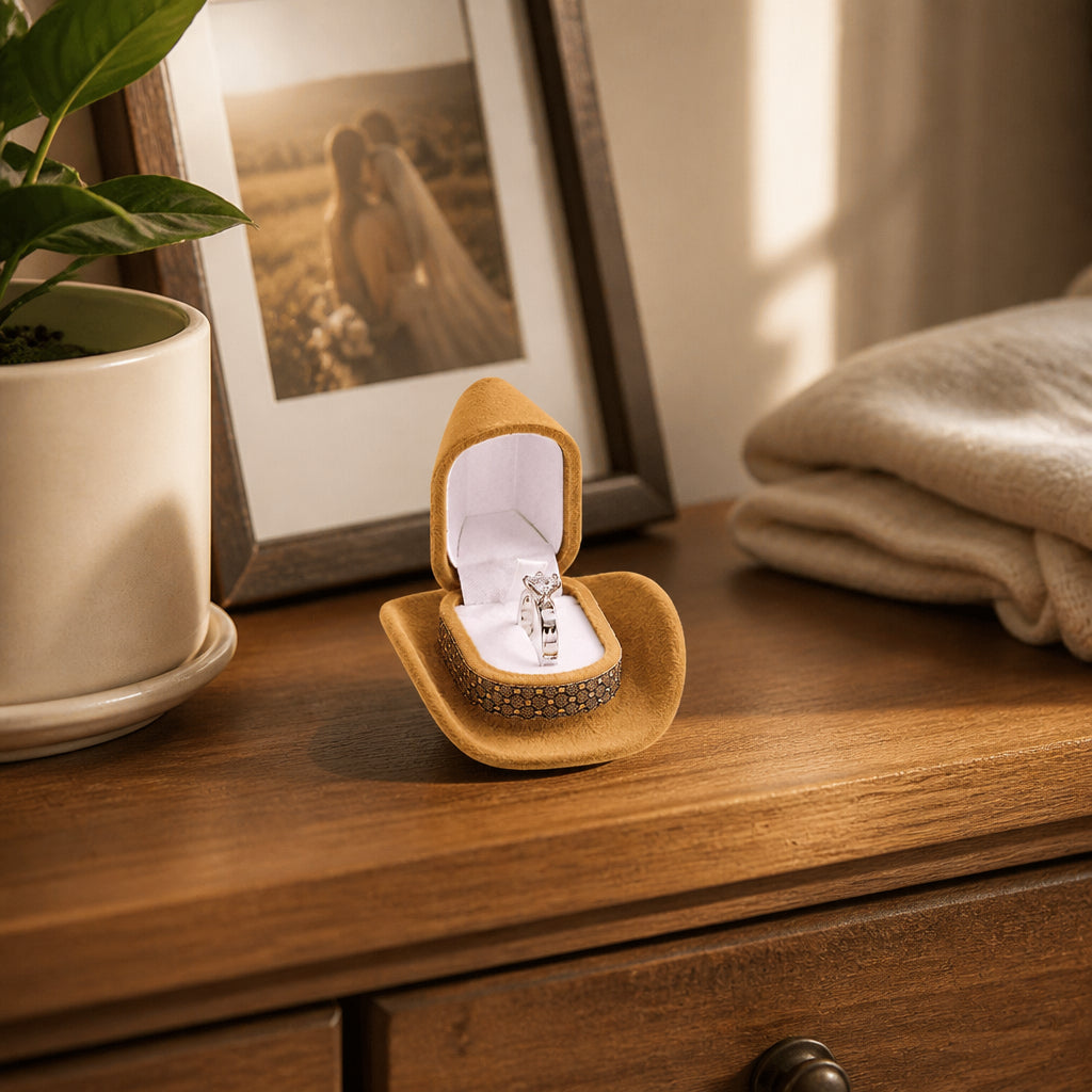 Cowboy Hat Ring Box · Bedroom Shelf Lifestyle Scene