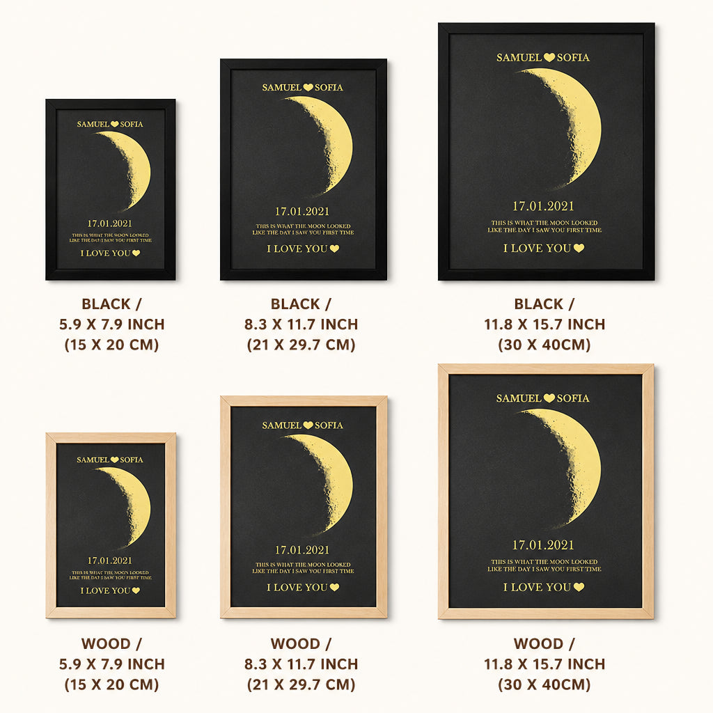 Moon Phase Framed Wall Art · All Frame Color and Size Variants Grid