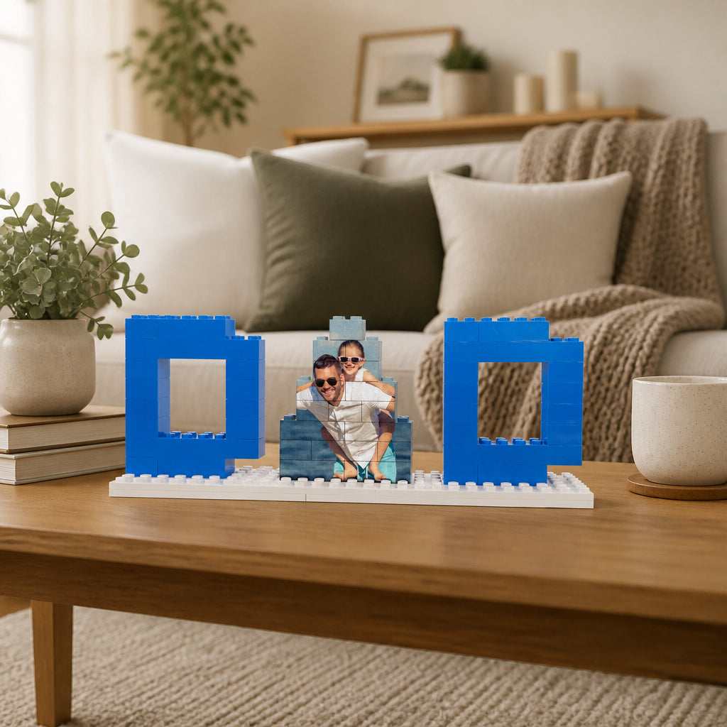 Custom Photo Block Puzzle for Dad · Living Room Lifestyle Scene with Product