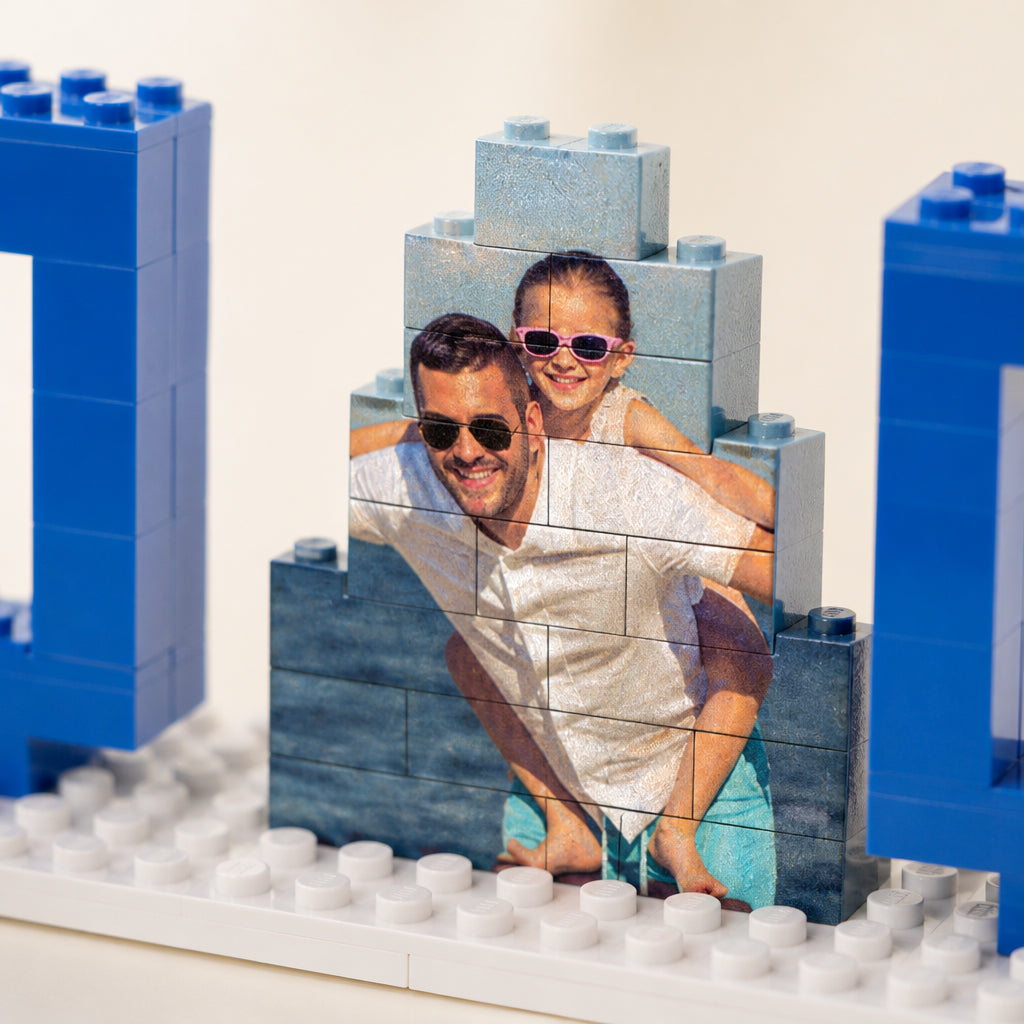 Custom Photo Block Puzzle for Dad · Macro Close-Up of UV Print Detail