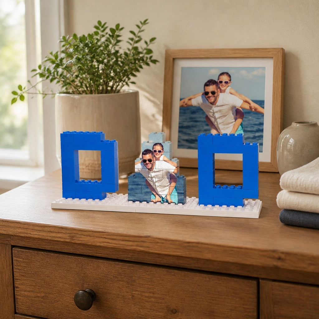 Custom Photo Block Puzzle for Dad · Bedroom Dresser Lifestyle Scene