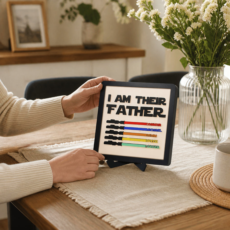 Personalized Wooden Lightsaber Plaque – I Am Their Father