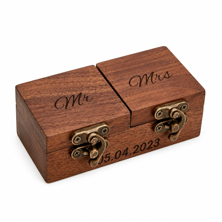 Engraved Wooden Ring Bearer Box