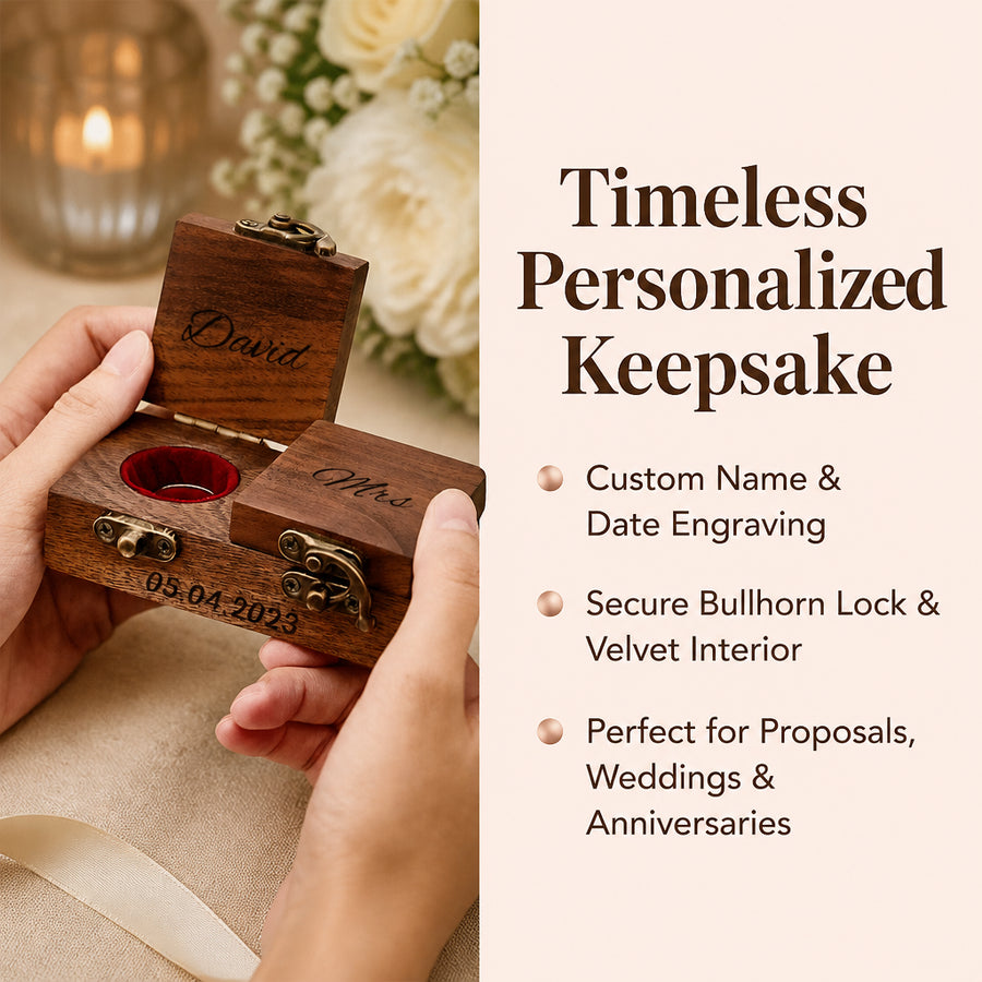 Engraved Wooden Ring Bearer Box
