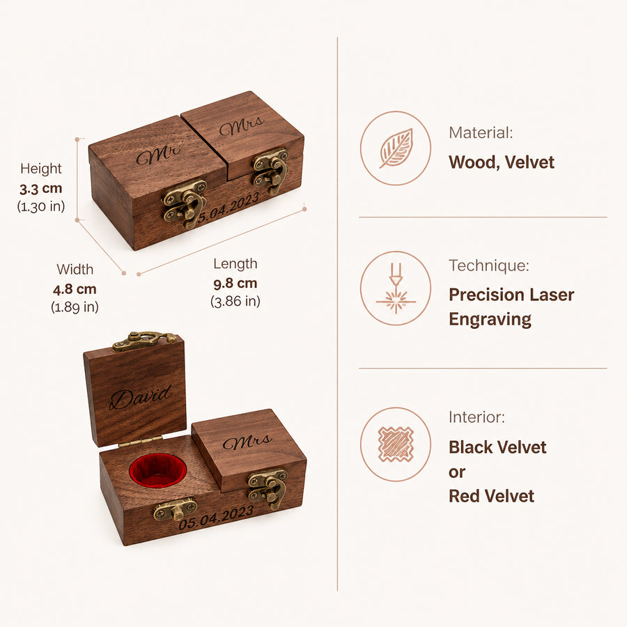 Engraved Wooden Ring Bearer Box